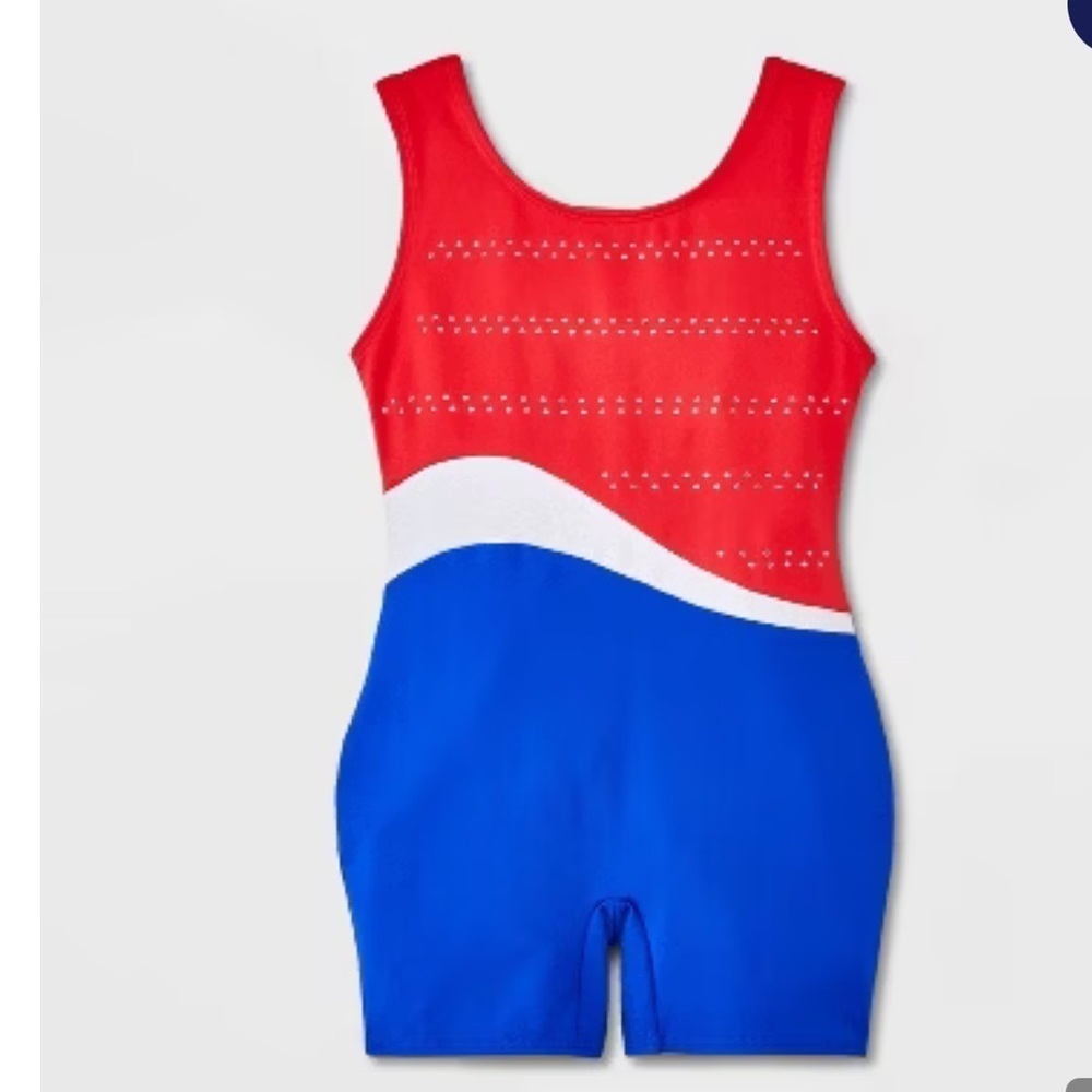 Girls' Sleeveless Pull-On Biketards - Patriotic Design Size: Large / New w/tags